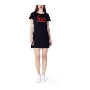 Love Moschino Bomull Kort Klänning Vår/Sommar Kollektion Black, Dam