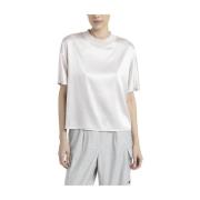 Peserico Sidensatin T-shirt med rund hals Beige, Dam