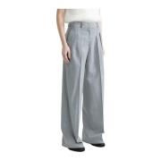 Peserico Stretch ull plisserade palazzo byxor Gray, Dam