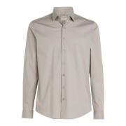 Calvin Klein Beige Slim Stretch Skjorta med Broderat Monogram Beige, H...