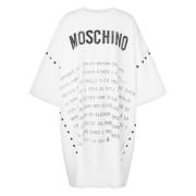 Moschino Vit Klänning med Fronttryck White, Dam