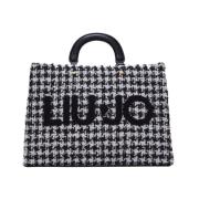 Liu Jo Houndstooth Tote Bag med dragkedja Gray, Dam