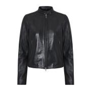 Diesel Svart skinnjacka Black, Dam