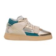 RUN OF Metalliska Läder Sneakers Multicolor, Dam