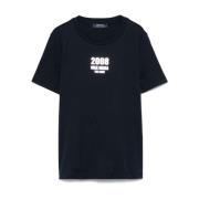 Max Mara Blå Logo Print Crew Neck T-shirt Blue, Dam