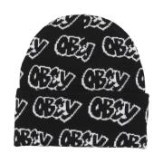 Obey Svart Multi Beanie Mössa med Micro Rib Multicolor, Herr