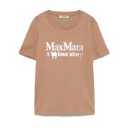 Max Mara Kamelbrun Crew Neck Logo Print T-shirt Brown, Dam