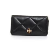 Tory Burch Svart Dragkedja Continental Plånbok Elegant Stil Black, Dam