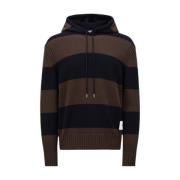 Moncler Randig Stickad Bomullshoodie Brown, Herr