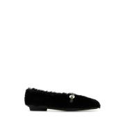 Salvatore Ferragamo Svarta shearling Noella ballerinaskor Black, Dam