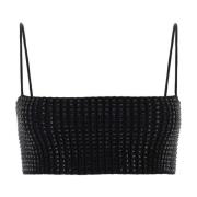 Alexander Wang Dekorerad Stretch Crop Top Black, Dam