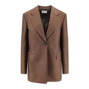 The Row Mohair Ull Blazer med Enkel Knapp Brown, Dam