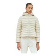 Moncler Quiltad Kort Dunjacka med Huva Beige, Dam