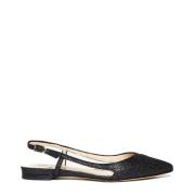 L'arianna Glitter läder svart slingback skor Black, Dam