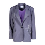 DES Phemmes Rhinestone-smyckad grå blazer Gray, Dam