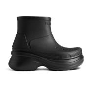 Balenciaga Svart gummi bootie med rund tå Black, Dam