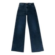 7 For All Mankind Vintage Wide Leg Denim Byxor Blue, Dam