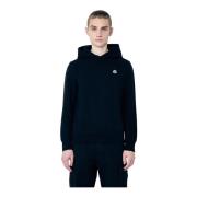 Moncler Bomullsfleece Logo Patch Hoodie Black, Herr