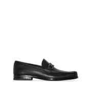 Salvatore Ferragamo Svarta läderloafers med Gancini-detalj Black, Herr