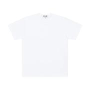 Comme des Garçons Play Vit Bomull T-shirt med Crew Neck White, Herr