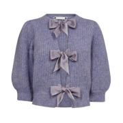 Co'Couture ie Bow Rib Cardigan Purple, Dam