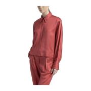 Peserico Viskos satin oversize kortad skjorta Red, Dam