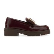 Salvatore Ferragamo Burgundy Läder Loafers Red, Dam