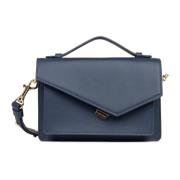 Lancaster Elegant Flap Handväska med Spänne Blue, Dam