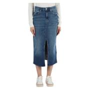 Tommy Jeans Denim midi kjol med framre slits Blue, Dam