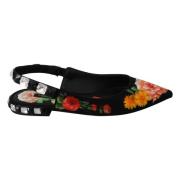 Dolce & Gabbana Elegant Blommig Kristall Flats Multicolor, Dam