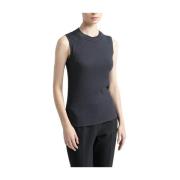 Peserico Stretch mikro-rib jersey top Gray, Dam