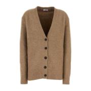 Salvatore Ferragamo Alpaca Blend Oversize Cardigan Brown, Dam