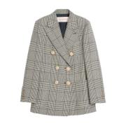 Valentino Garavani Grå Houndstooth Blazer Italien Gray, Dam