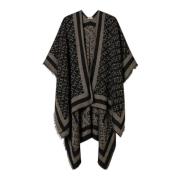 Twinset Stilren Poncho för Trendiga Looks Black, Dam