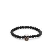 Alexander McQueen Skull Beaded Armband Svart Silver Black, Herr