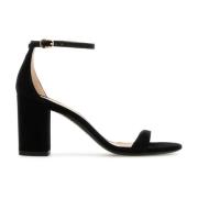 Stuart Weitzman Svarta mockablockklack sandaler Black, Dam