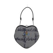 Vivienne Westwood Rutig Broderad Clutch med Silver Hardware Gray, Dam