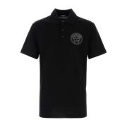 Versace Svart Piquet Polo Tröja Black, Herr