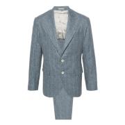 Brunello Cucinelli Blå siden, ull och cashmere klänning Blue, Herr