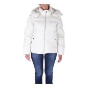 Woolrich Beige Dunjacka med Avtagbar Huva White, Dam