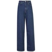 Calvin Klein Indigo Denim Wide Leg Jeans Blue, Dam