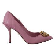 Dolce & Gabbana Elegant Rosa Läderklackar Pumps Pink, Dam