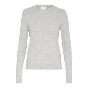 Soaked in Luxury Grundläggande Crew Neck Pullover Tröja Gray, Dam