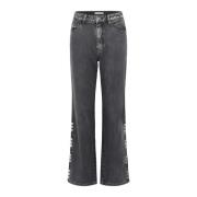 Gestuz Hög Midja Straight Jeans Mörkgrå Gray, Dam