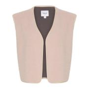 Saint Tropez Elegant Icariasz Vest Jacka Kräm Beige, Dam