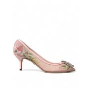 Dolce & Gabbana Elegant Ros Blomma Kristall Pumps Pink, Dam