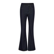 Gestuz Flared Jeans Mörkblå Otvättad Black, Dam