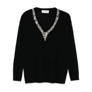 Ermanno Scervino Kristallprydd tröja Black, Dam