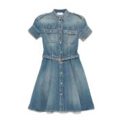 Alexander McQueen Blå Denim Skjortklänning A-linje Blue, Dam