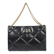 Tory Burch Diamantquiltad läder crossbodyväska Black, Dam